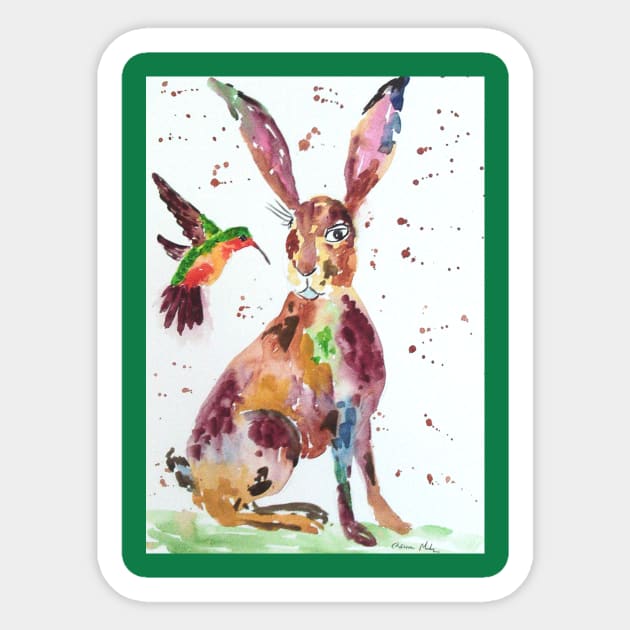 Hare and a Hummingbird Sticker by Casimirasquirkyart